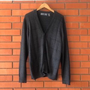 OSCAR DE LA RENTA Men's Button Front Gray Cardigan Cotton Blend  Size Large